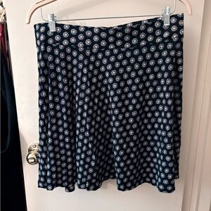 LOFT Navy and Cream Skater Skirt